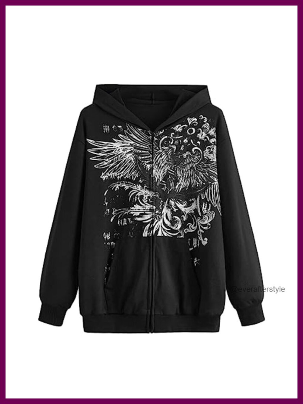 Women's Zip Up Graphic Hoodie Oversized Y2K Vintage Sweatshirt Jacket